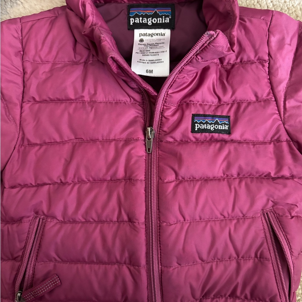 Patagonia Infant Baby Fuchsia Puffer Down Sweater Jacket 6 months